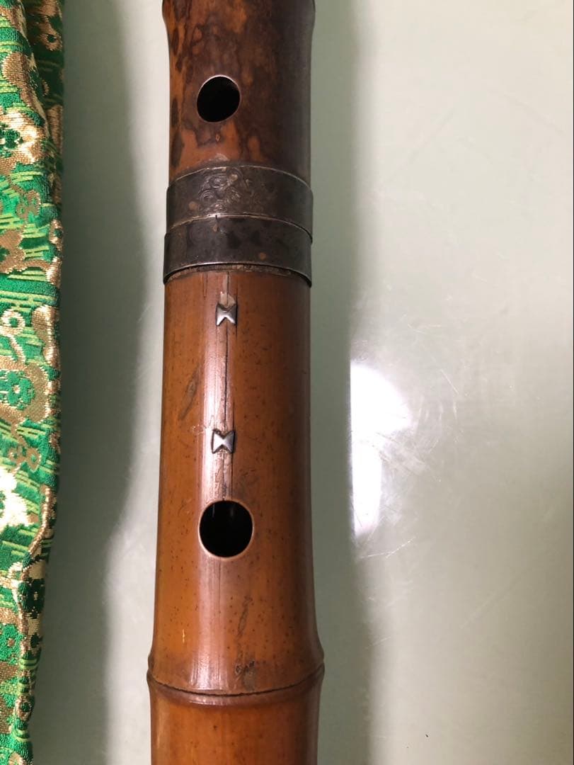 尺八本体 管楽器 雅楽 和楽器 竹製 5穴 約55cm ケース付き