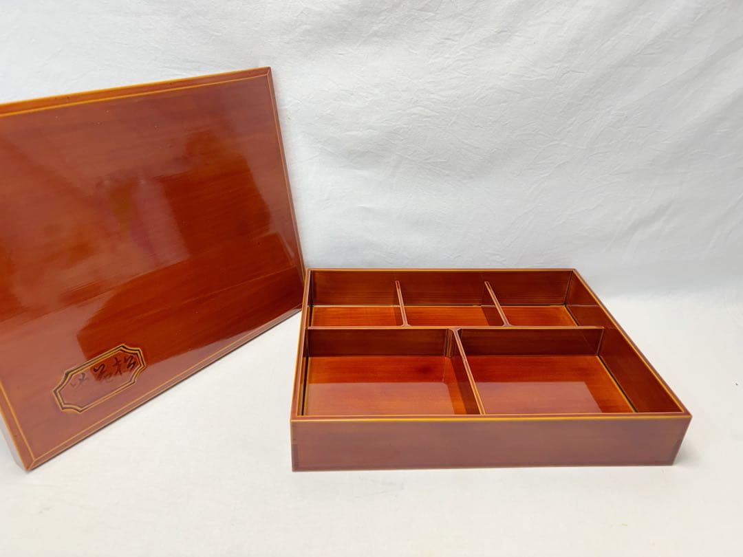 ほぼ未使用 茶道具 飛騨春慶塗 松花堂弁当 五客揃 汁碗5客付 会席道具 共箱