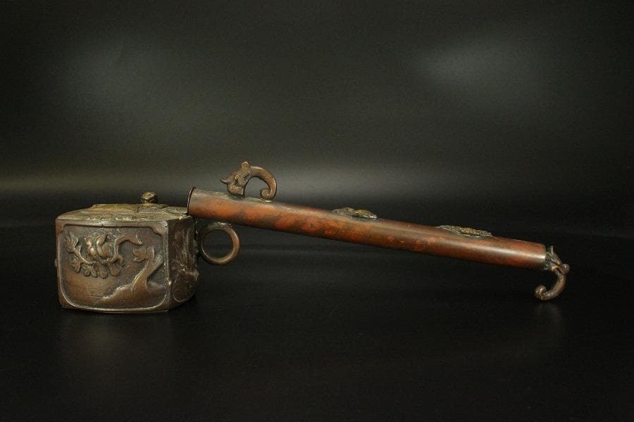 文房具 花鳥紋 矢立 銅製 600