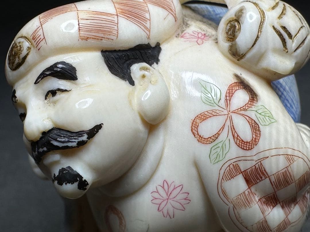 極上　七福神　置物　根付　印籠　天然素材　アンティーク　骨董