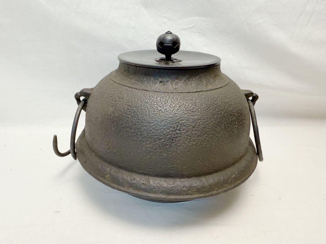 ほぼ未使用 茶道具 唐銅朝鮮風炉釜 野々田電熱器 釜鐶付 茶道 元箱