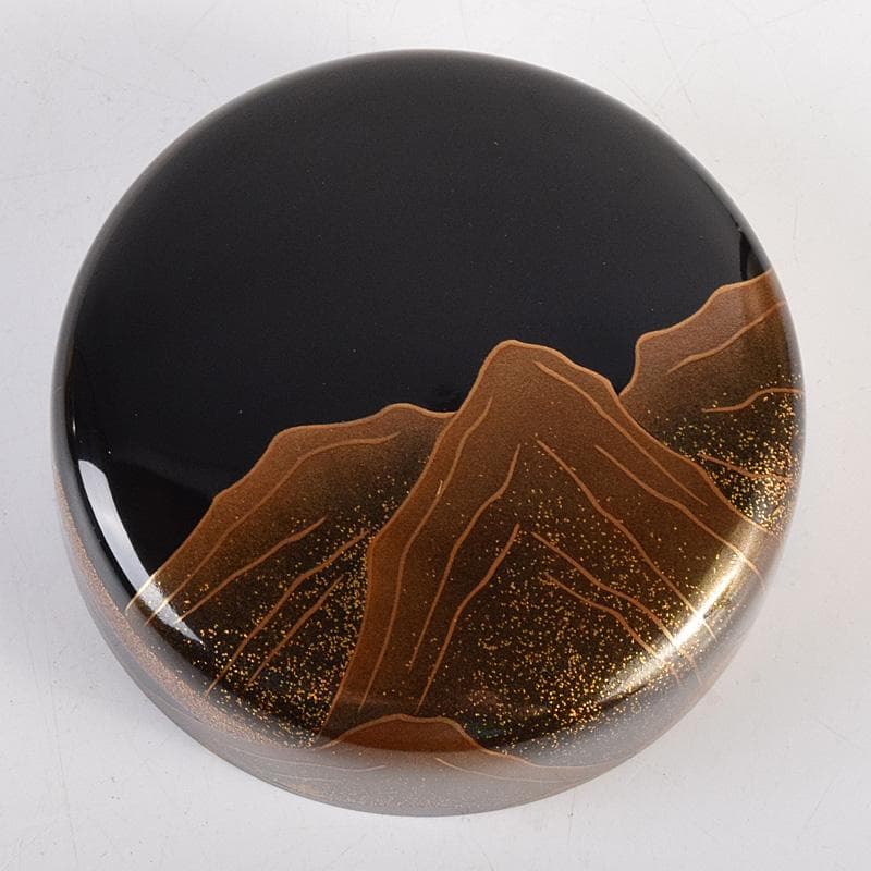 茶道具　漆匠　前端春斉作　山水蒔絵　内銀溜　黒棗　共箱　V　R8487