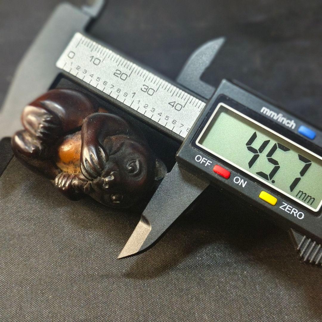 江戸骨董 木彫り根付 熊クマ 手作り 無銘 時代物 旧家蔵出し 蒐集家放出美品