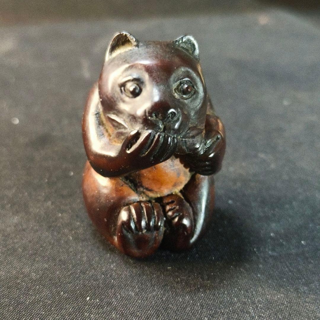 江戸骨董 木彫り根付 熊クマ 手作り 無銘 時代物 旧家蔵出し 蒐集家放出美品