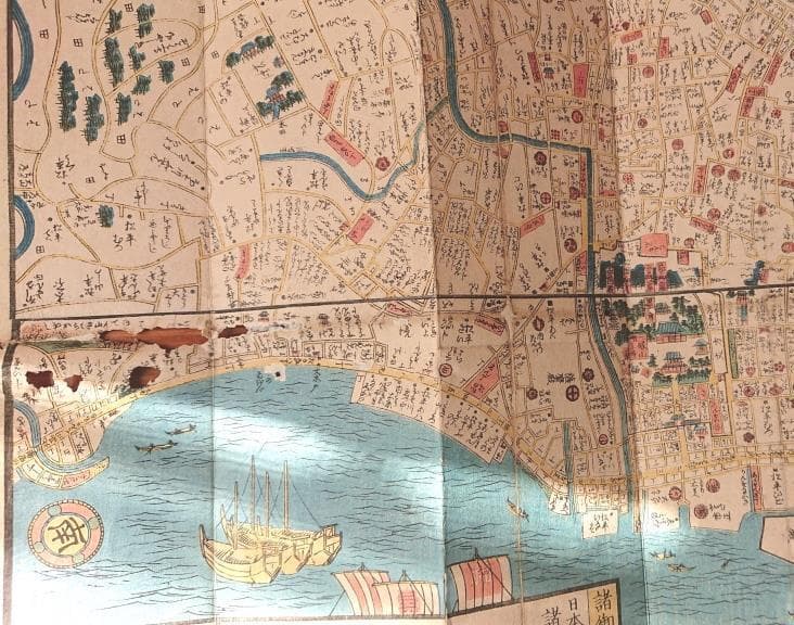 16　天保改正御江戸大絵図　弘化2年改正　高井蘭山　岡田屋嘉七　木版色摺