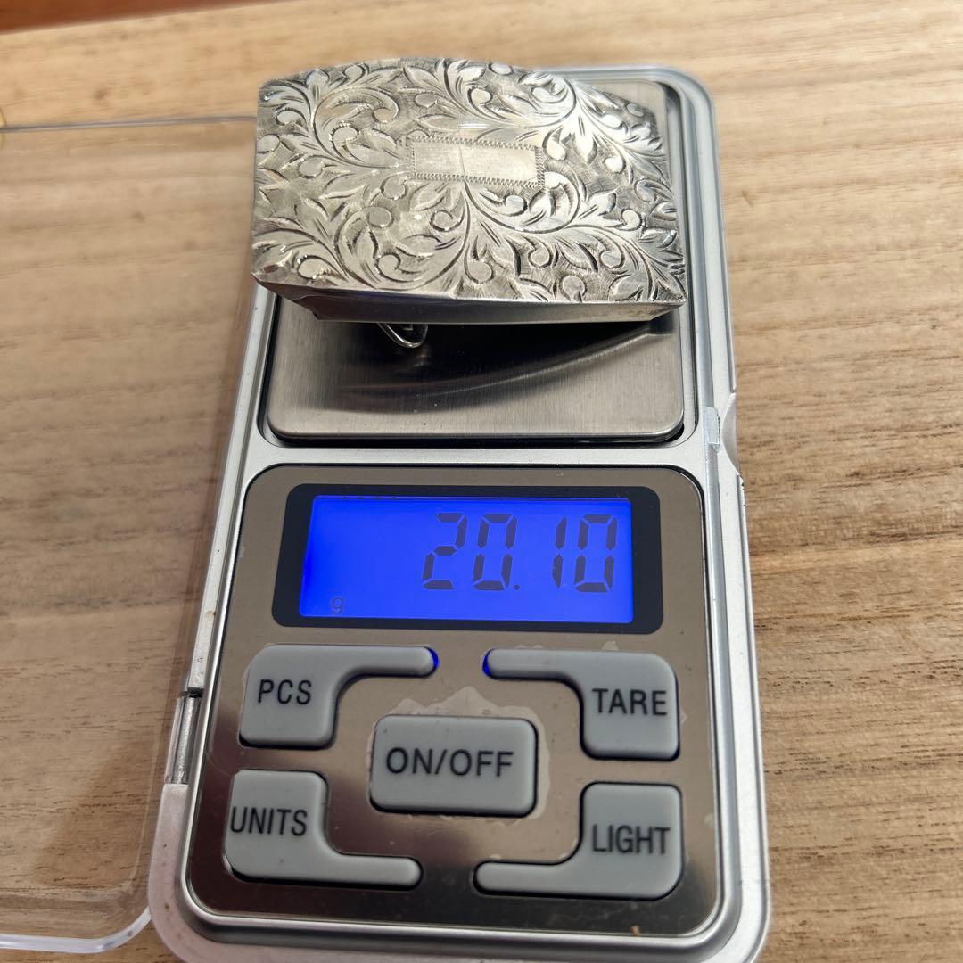 銀製　SILVER シルバーバックルFUJI MOTORS 细工彫刻 20g