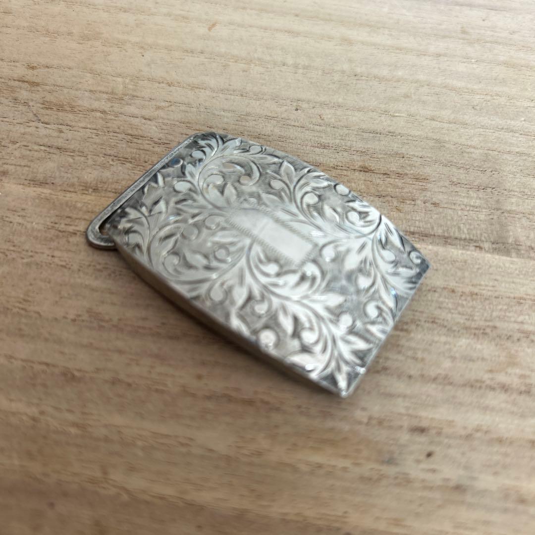 銀製　SILVER シルバーバックルFUJI MOTORS 细工彫刻 20g