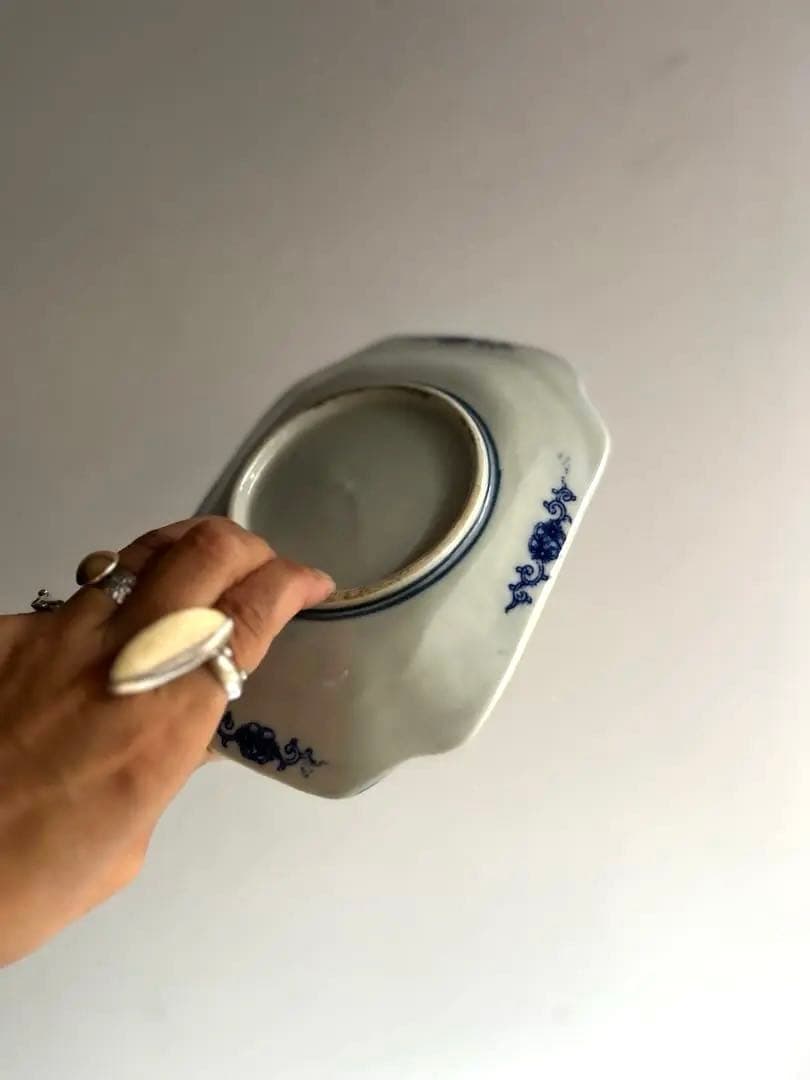 【k.様リクエスト】492 骨董 アンティーク 変形長四角皿 2点