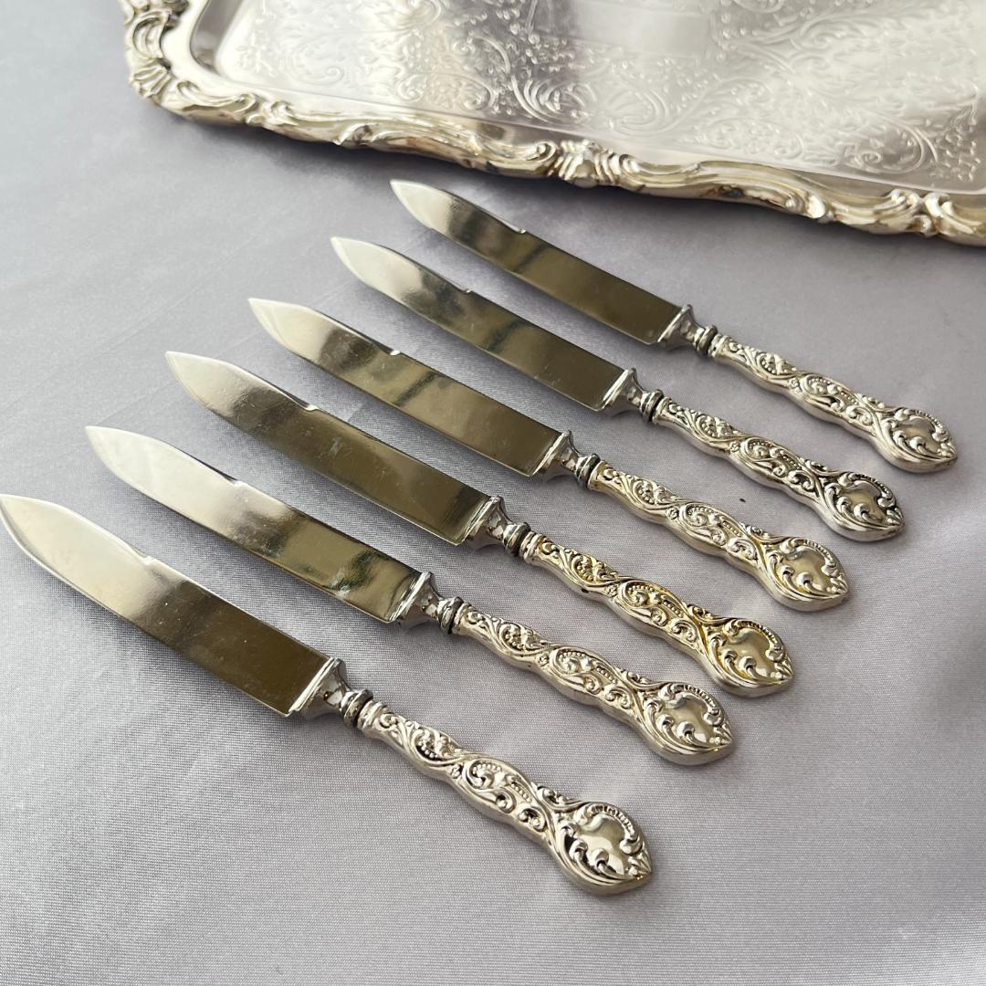デコラティブなミニナイフ/バターナイフ 6本【シルバープレート】
