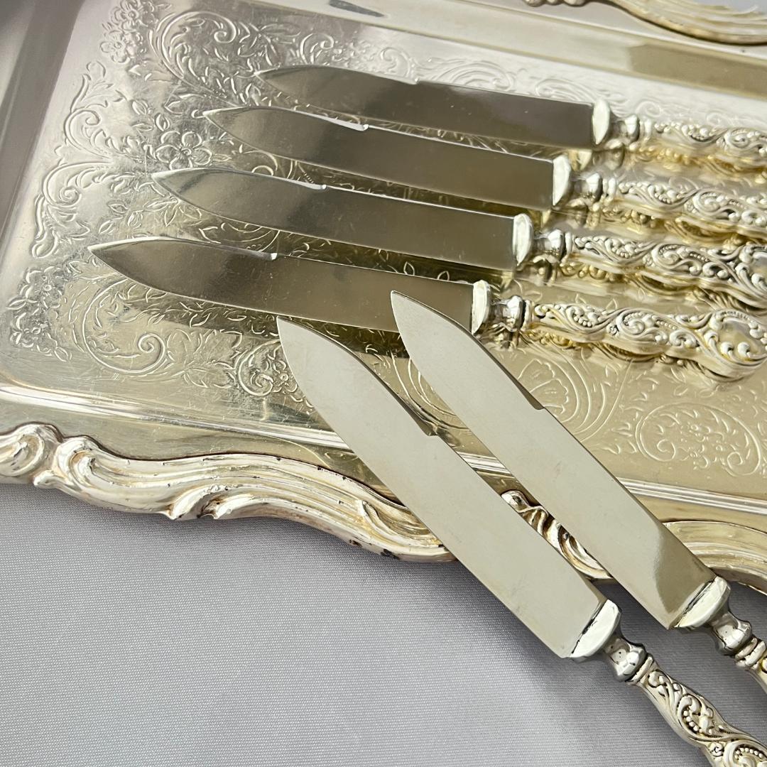 デコラティブなミニナイフ/バターナイフ 6本【シルバープレート】