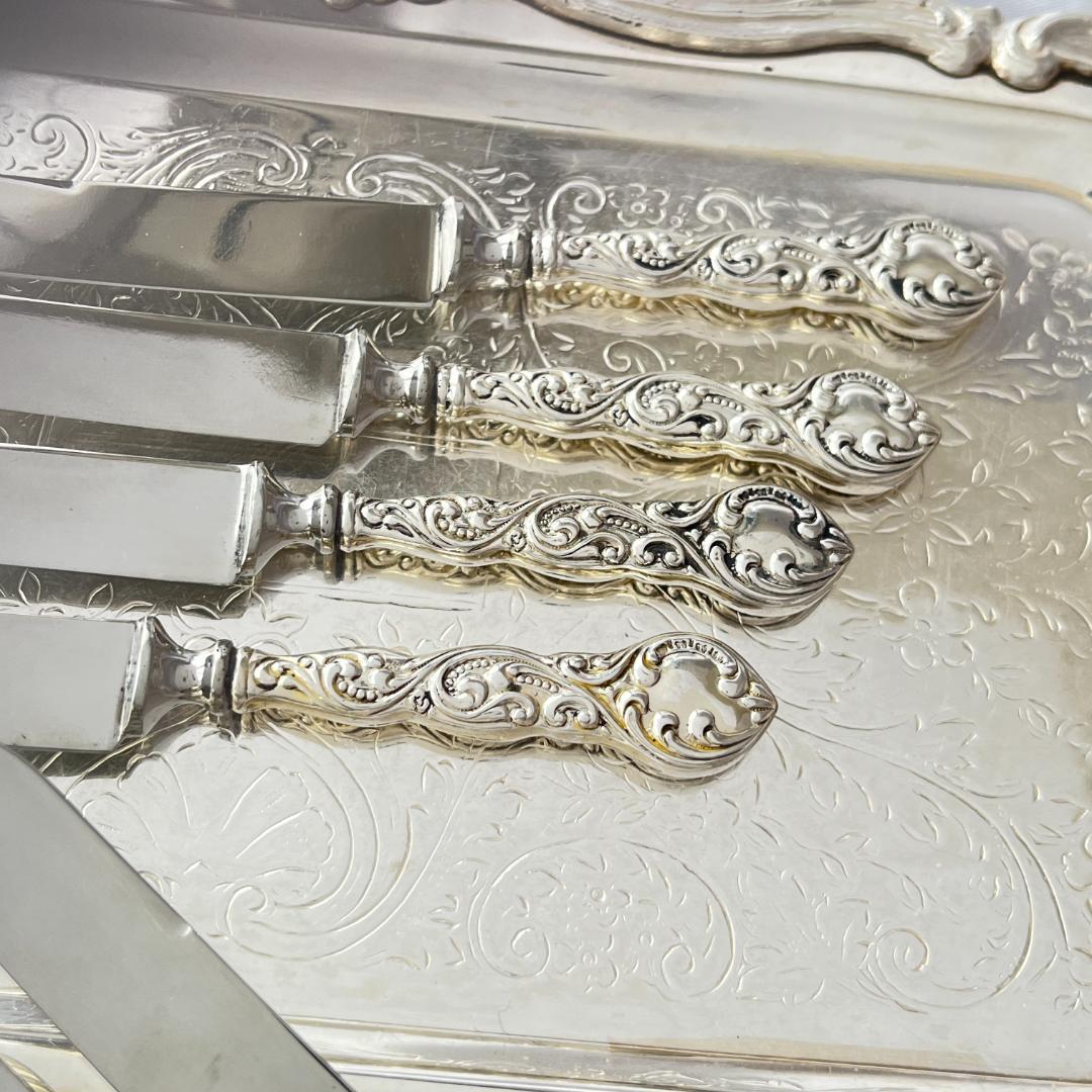 デコラティブなミニナイフ/バターナイフ 6本【シルバープレート】