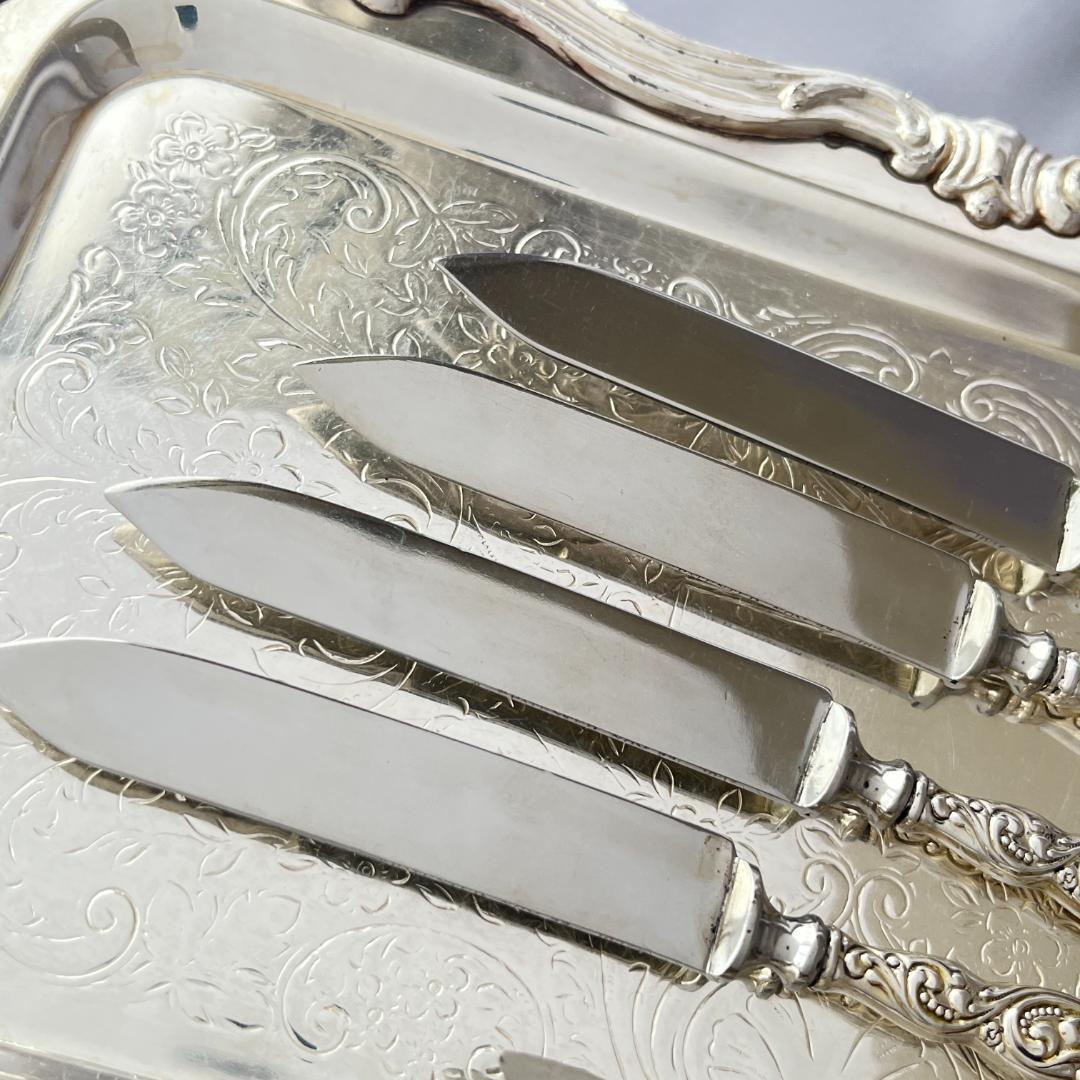 デコラティブなミニナイフ/バターナイフ 6本【シルバープレート】