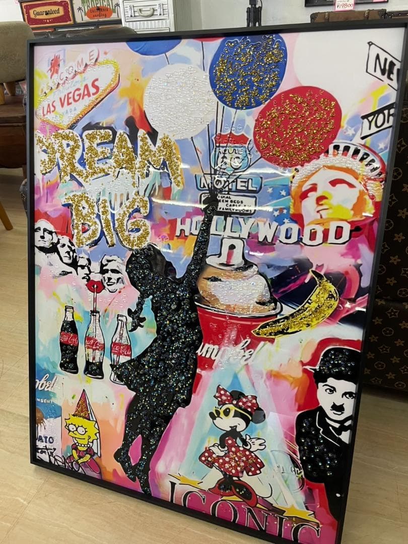 水晶絵　アートパネル　バンクシー　風船と少女　壁掛け　パネル　アート　絵　絵画