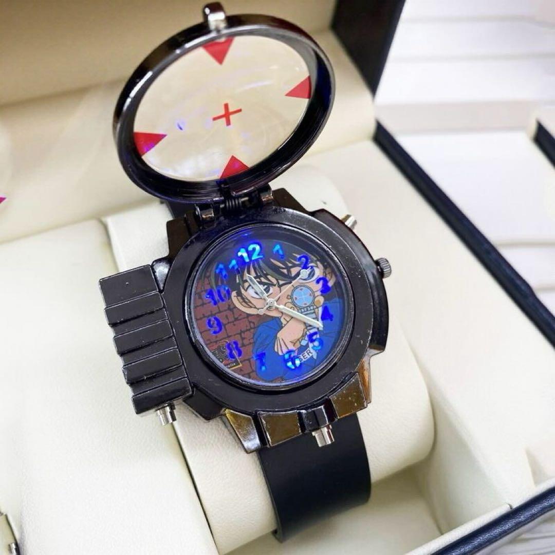 《2個セット割》【七色フラッシュライト付】コナン金属製時計型麻酔銃 予備電池付