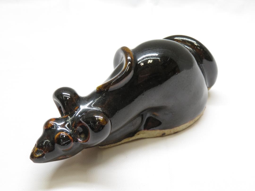 砥部焼 森元 青芳 ねずみ 干支 鼠 陶器 置物 オブジェ 青芳人形