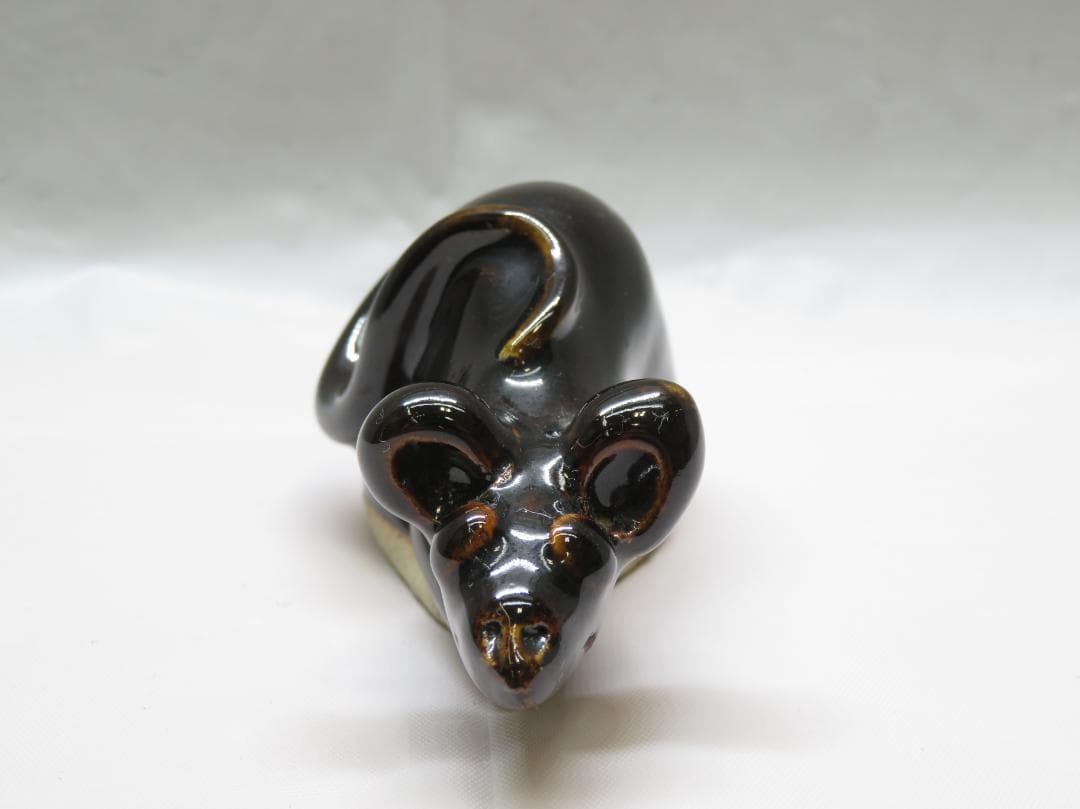 砥部焼 森元 青芳 ねずみ 干支 鼠 陶器 置物 オブジェ 青芳人形