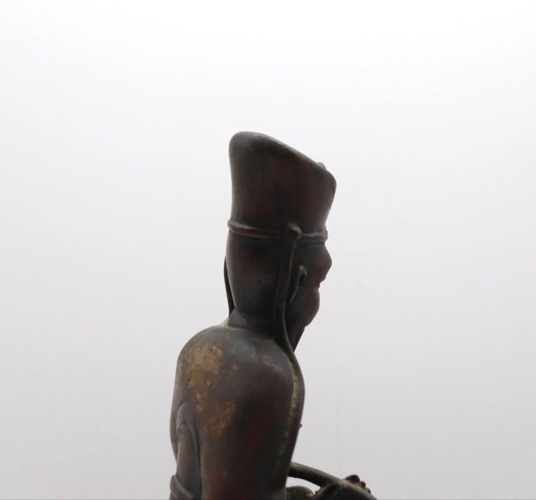 古銅　人物像　溜金　文人像　高さ約30.5cm 送料込み260121