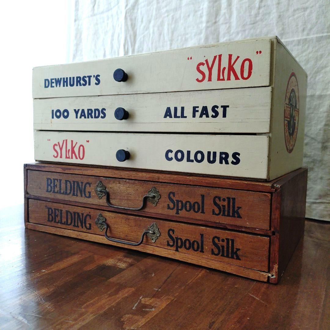 アンティーク スプールキャビネット 糸ケース ソーイング 什器 引き出し