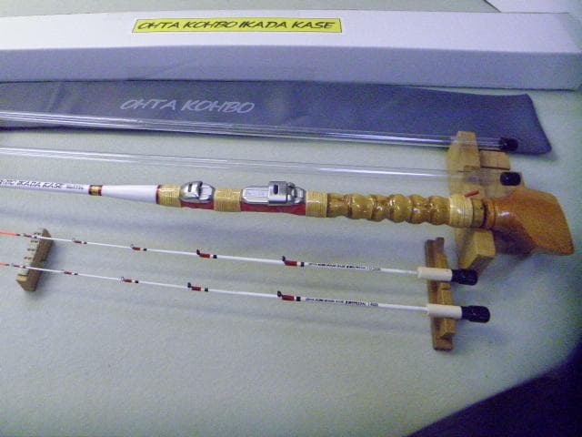 1114★手作り（布袋竹）筏竿【全長141㎝】【最高級】【純白筏竿】太田工房★