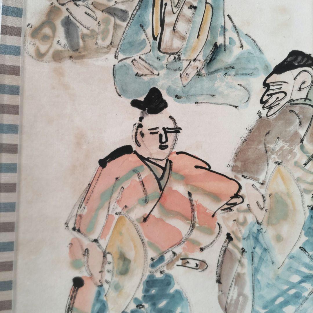 二人袴　伊勢門水　掛軸　Y249