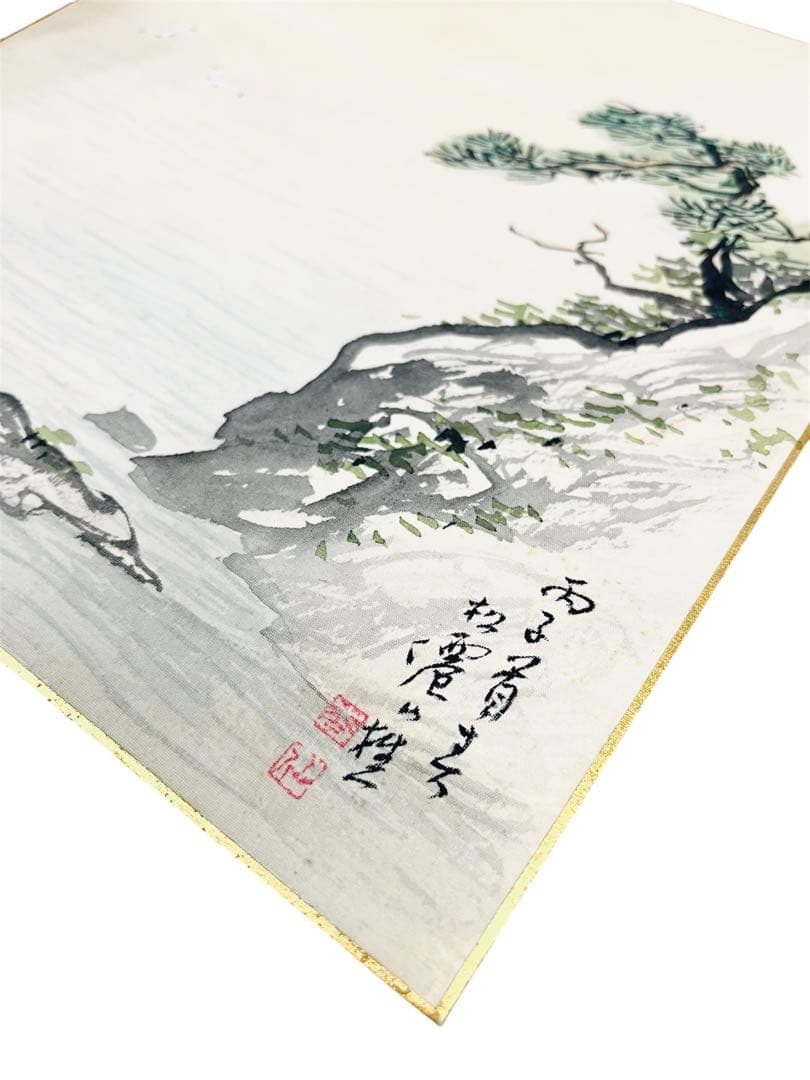 松僊　絹本色紙画　肉筆！　真作！！