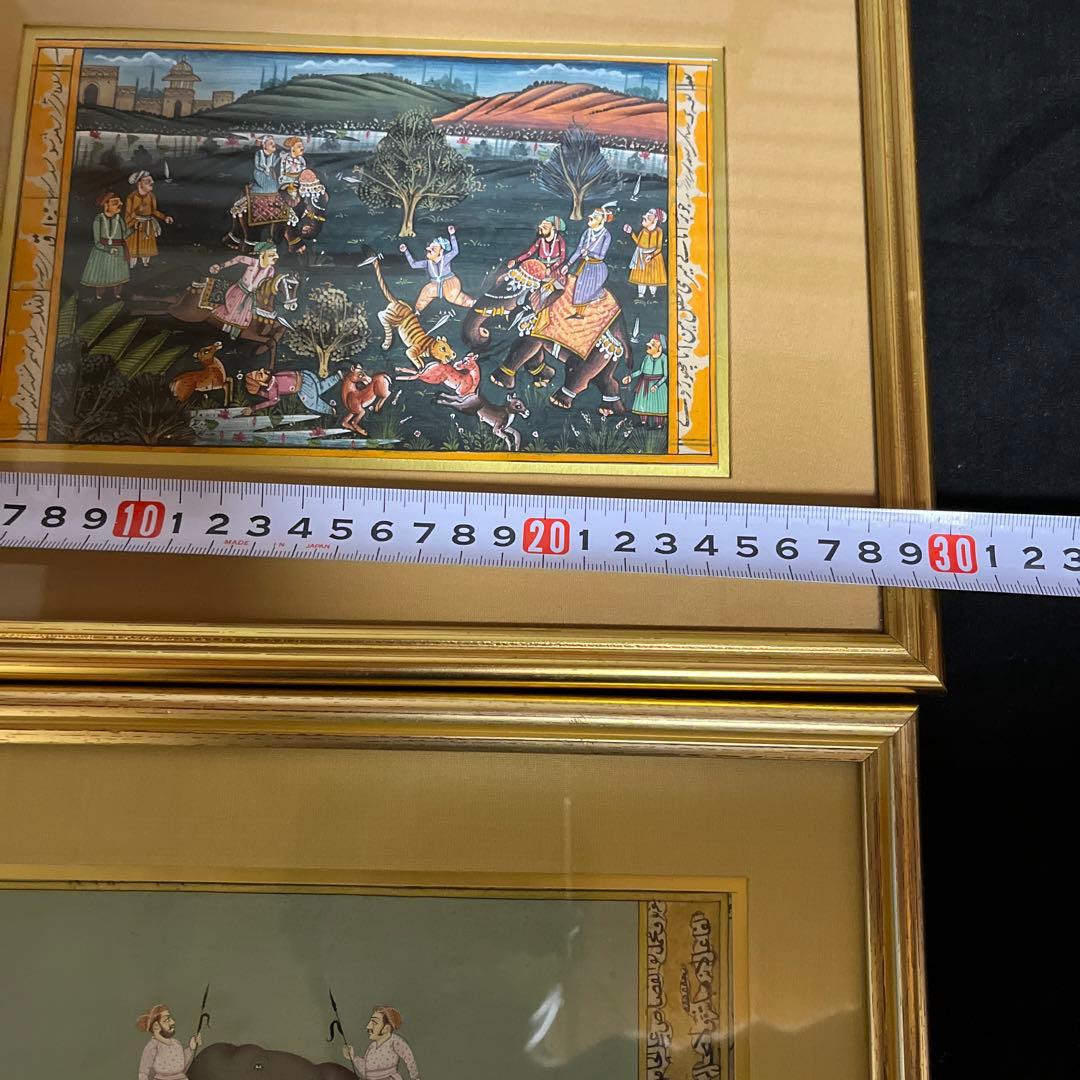 高級インド　2点セット　ミニアチュール　細密画
