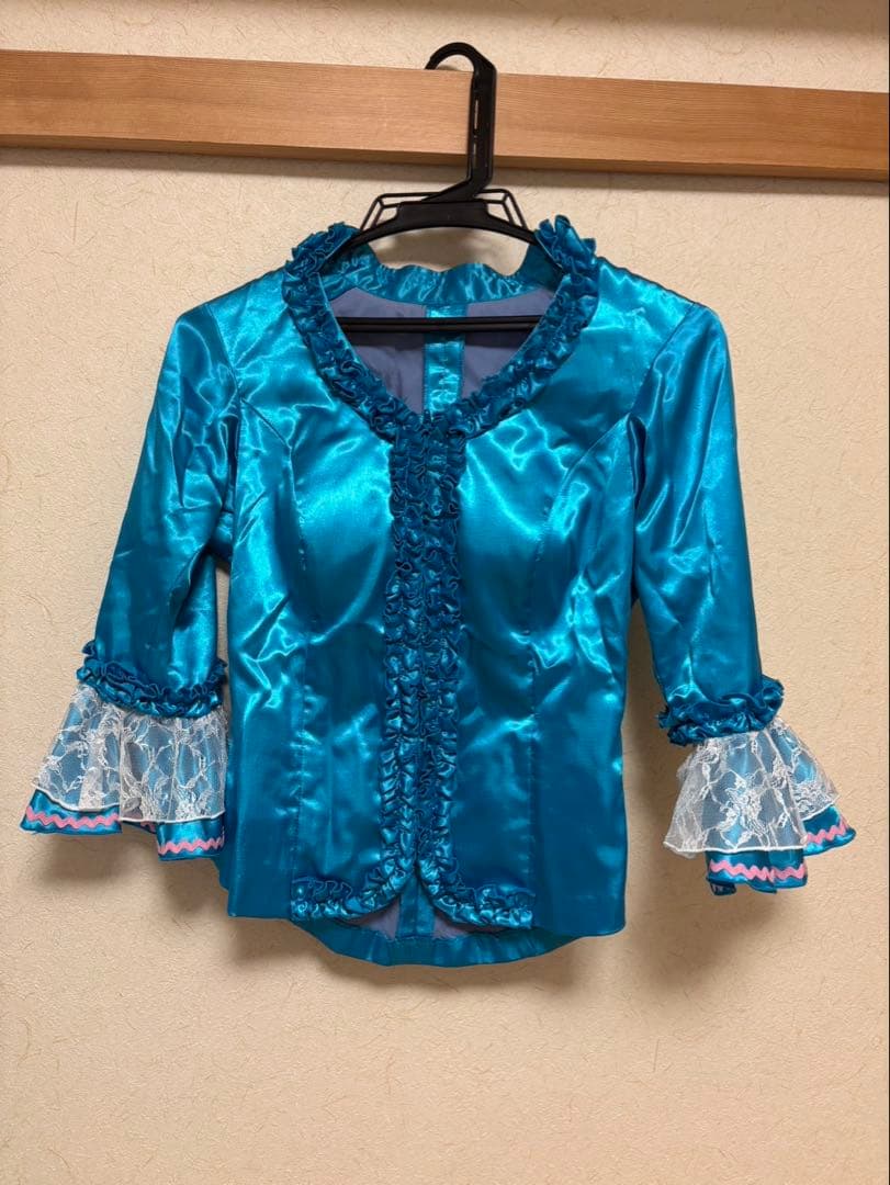 フラメンコドレス 青 サテン