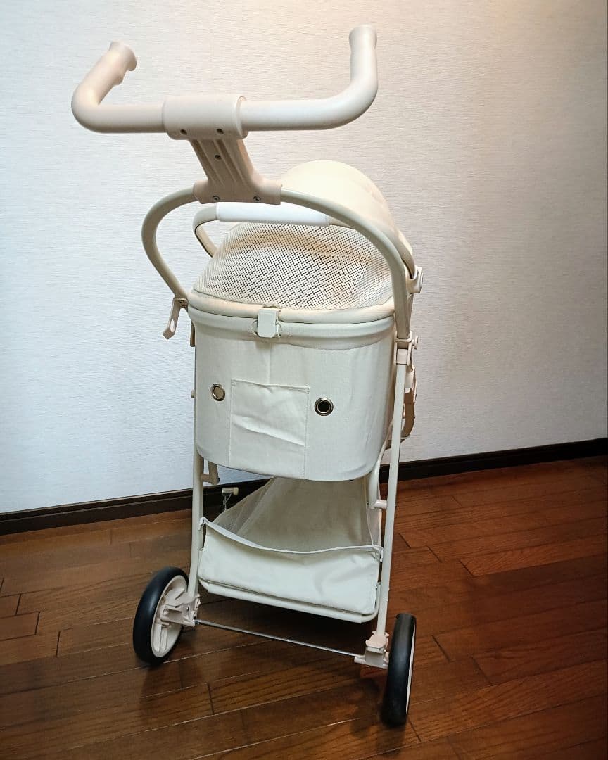 ✱美品✱ ペットカート クリーミーホワイト 分離型 軽量 折りたたみ 3輪