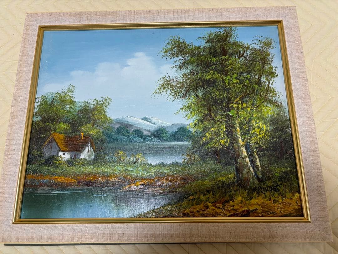 F.RHODES作（直筆サイン入）肉筆 油彩画 美術風景画