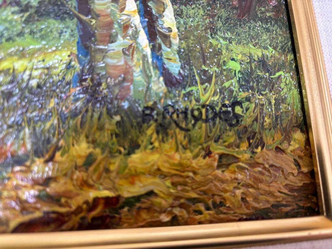 F.RHODES作（直筆サイン入）肉筆 油彩画 美術風景画