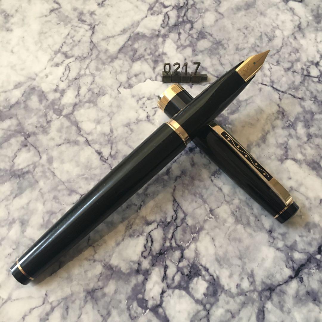 #0217 オーバーホール済み 万年筆 PLATINUMプラチナ ロング 18k