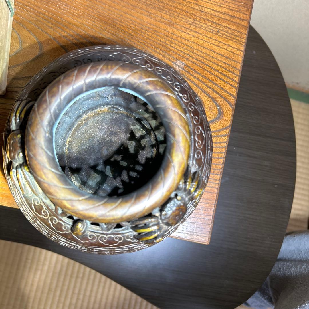 中国古銅製壺　かご型