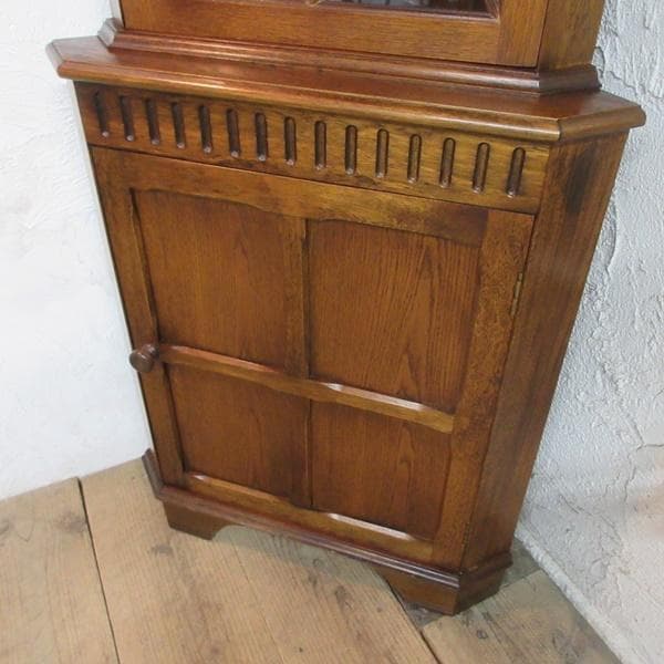 イギリス アンティーク 家具 コーナーキャビネット 飾り棚 英国 6958d