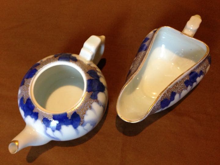 希少年代物 レトロ 昭和初期 オールド深川製磁？有田焼 牡丹 金彩 茶器 煎茶揃