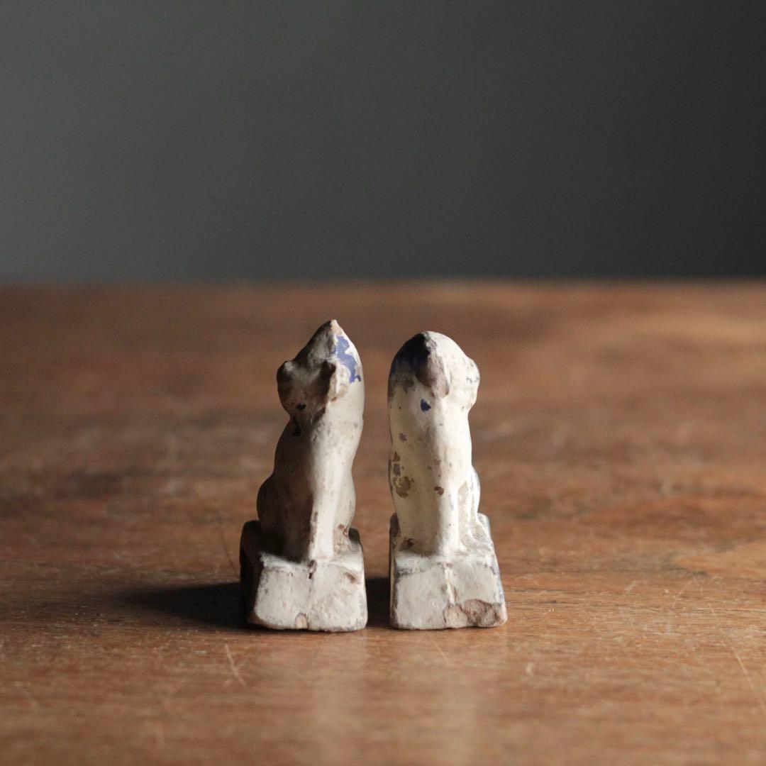 獅子 と 狛犬 土人形 郷土人形 民芸 古美術 古道具 アンティーク