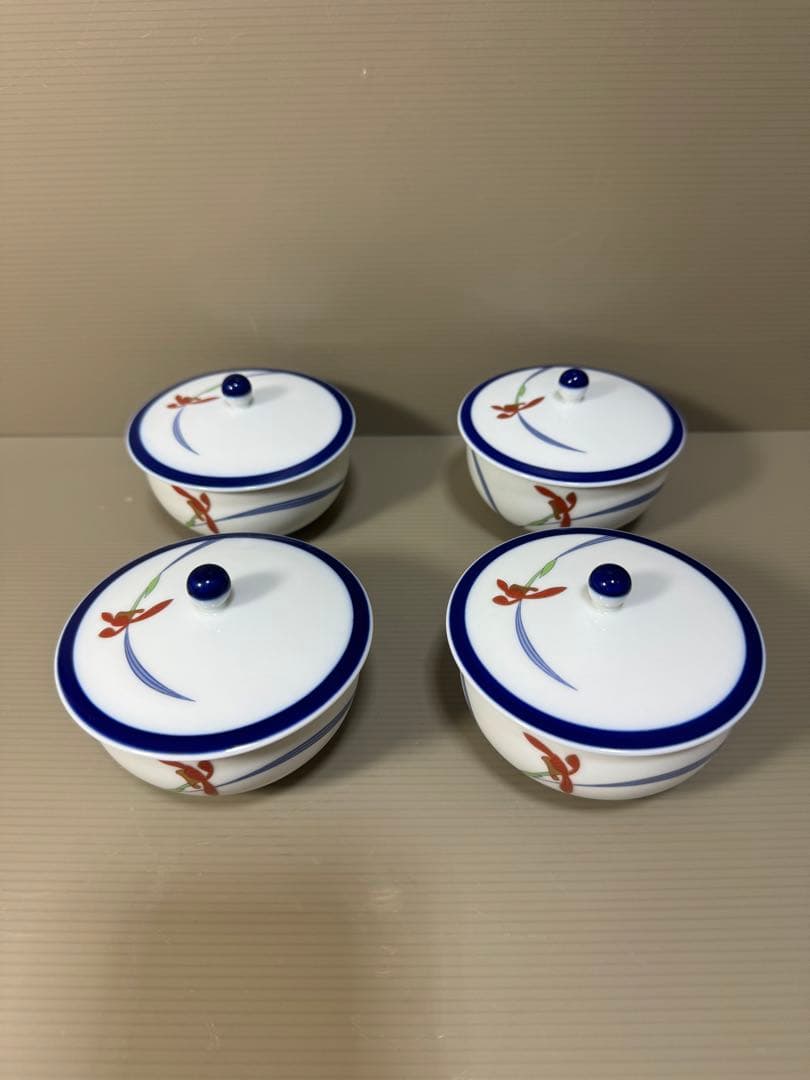 2222 香蘭社　湯呑蓋付　4客　未使用