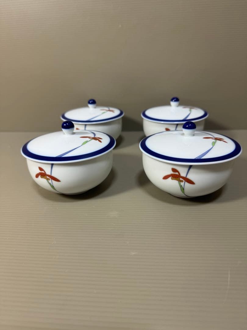 2222 香蘭社　湯呑蓋付　4客　未使用