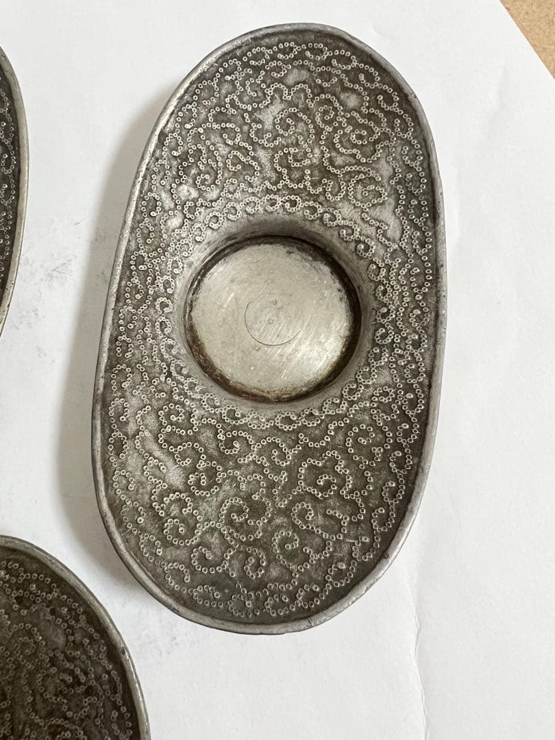 時代物 中国？錫 唐物 点銅茶托5客 茶道具 旧家藏出