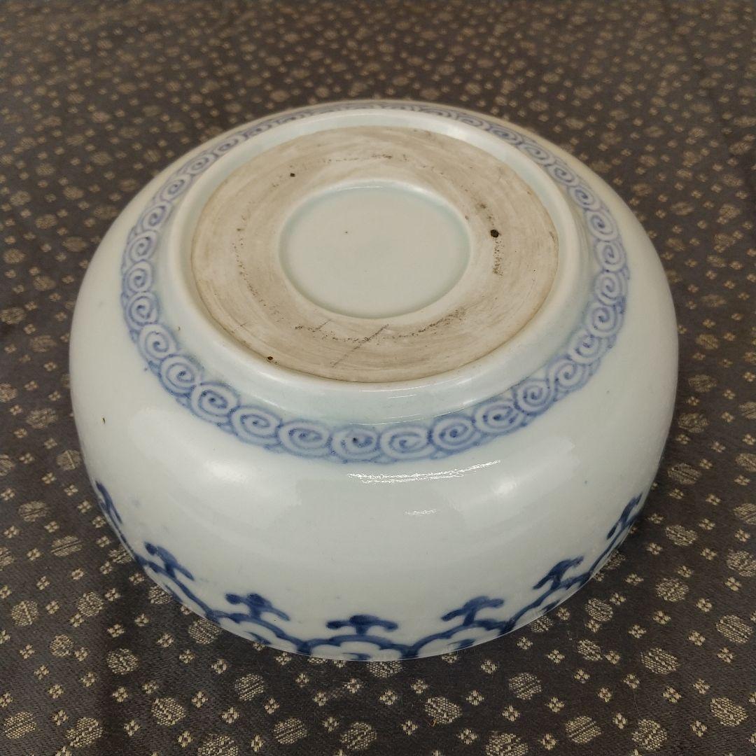 古伊万里　染付　瓔珞　団龍文　なます皿