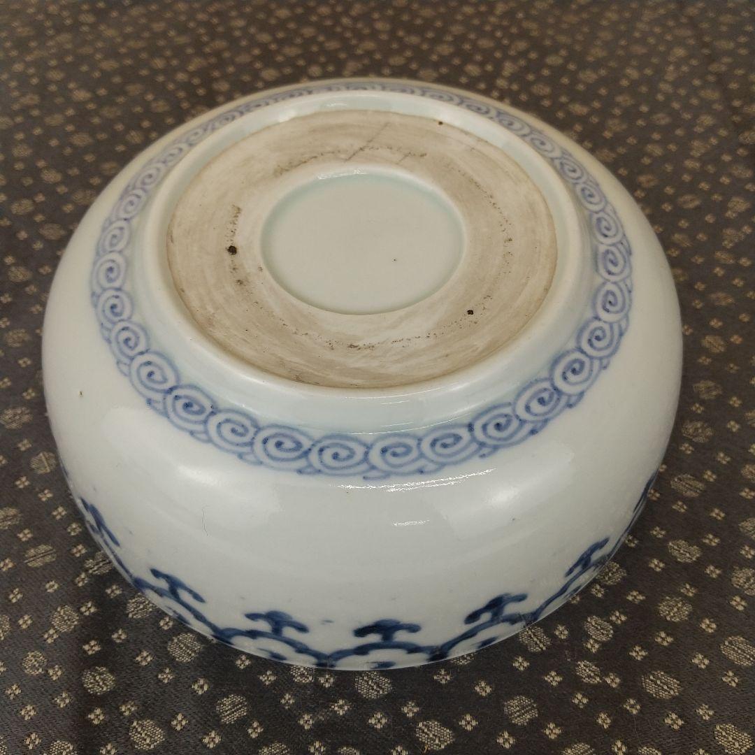 古伊万里　染付　瓔珞　団龍文　なます皿