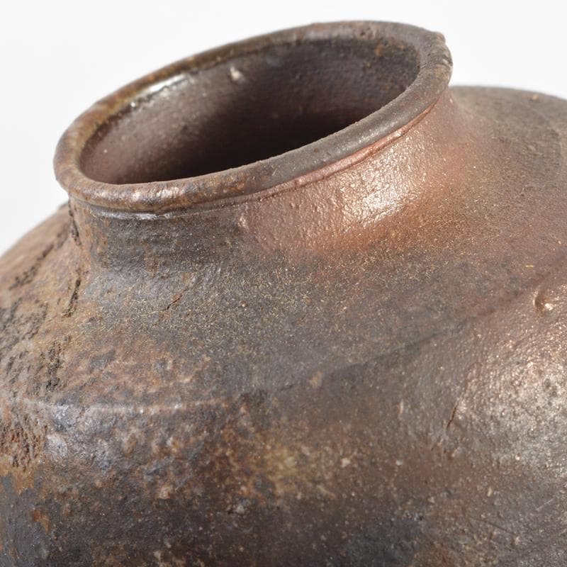 茶道具　備前焼　竹子窯　西川政美作　茶入　仕覆付　共箱　V　R6651