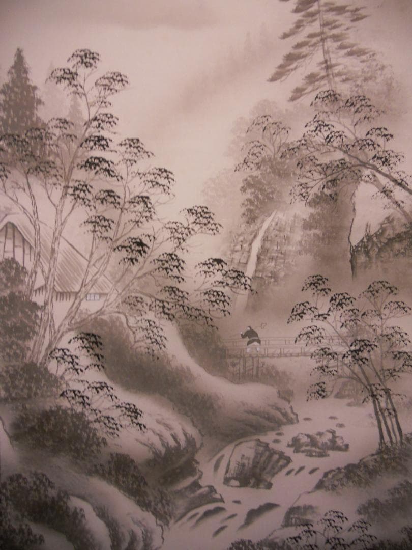 掛け軸 若山春水 富士山水 絹本 希少 軸装 茶道具 掛軸 美品 です。