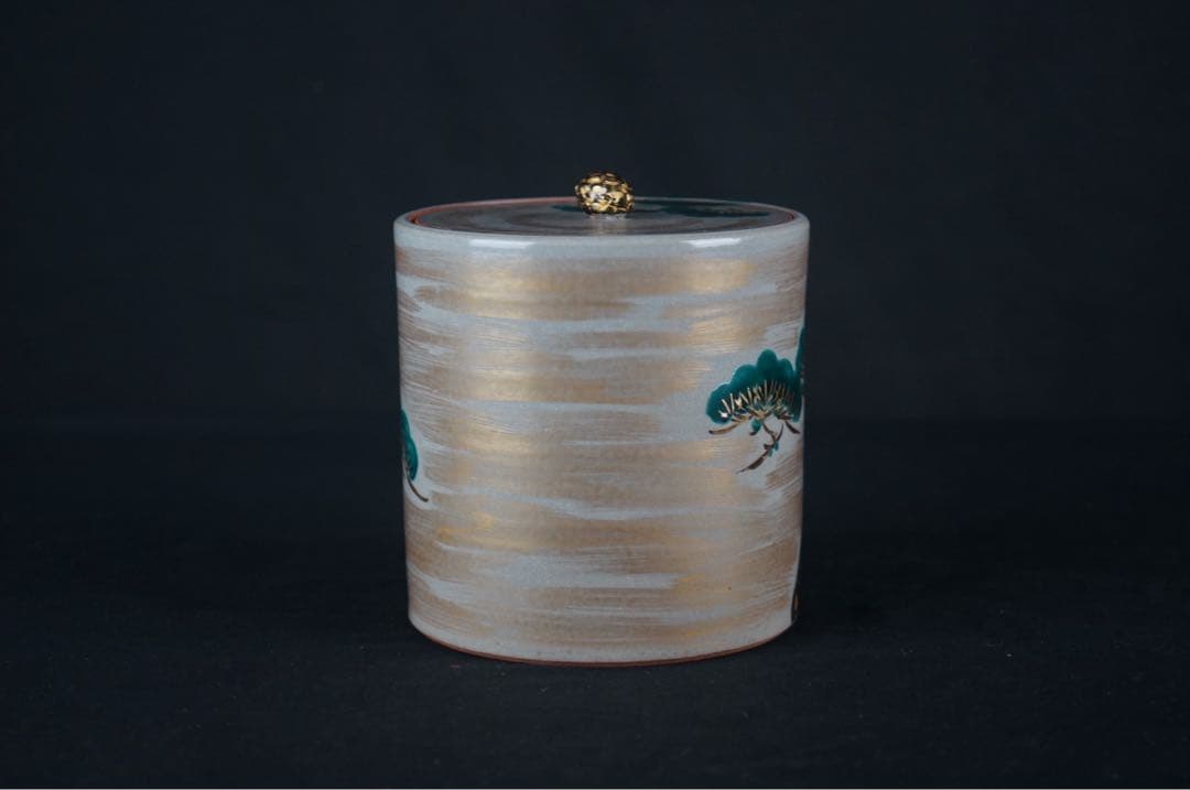 鳴滝窯 橋本城岳 乾山写 老松 水指 共箱 布付 茶道具 美品