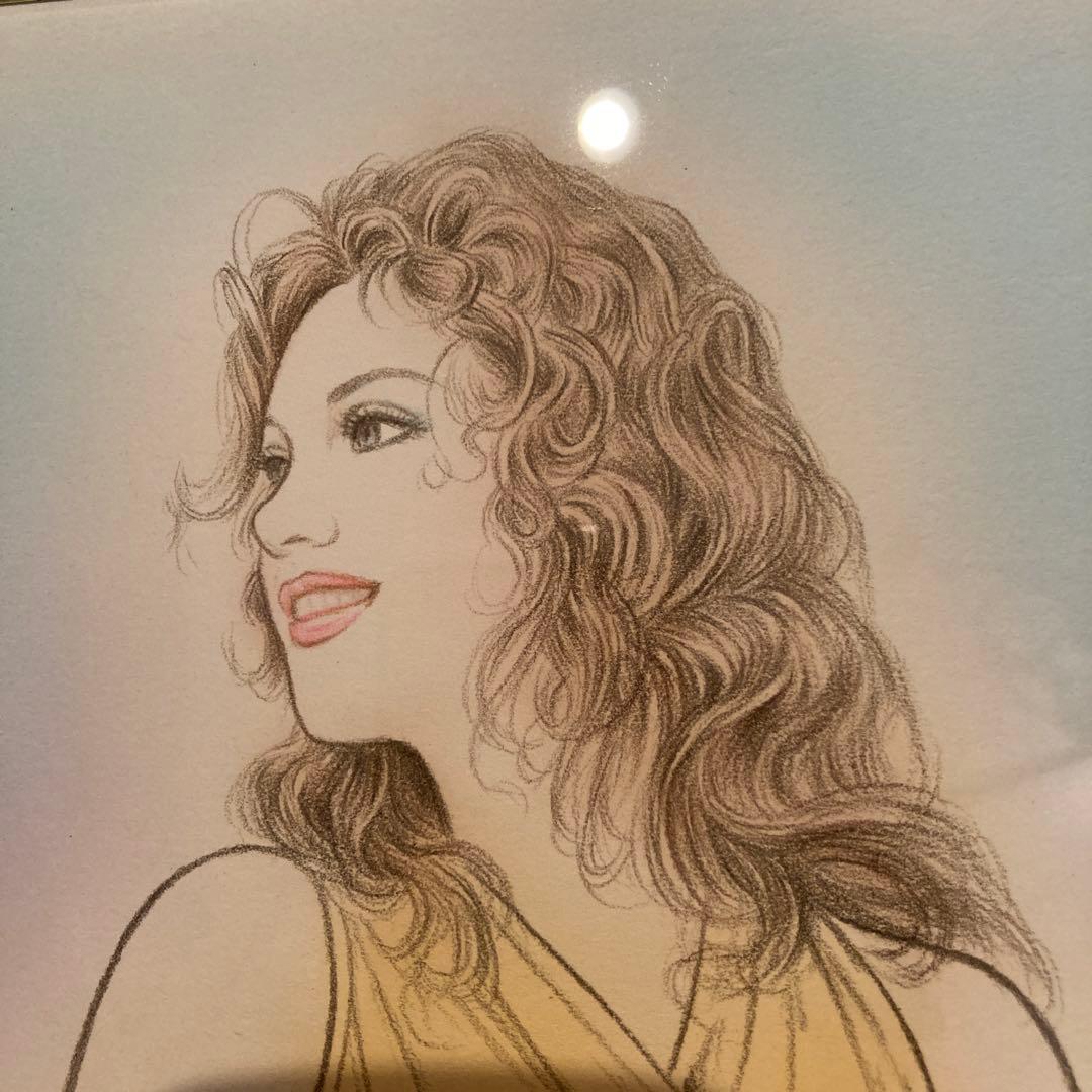 【原画】　塚本馨三　直筆サイン入り　イラスト　証明書あり　額装あり　美人画