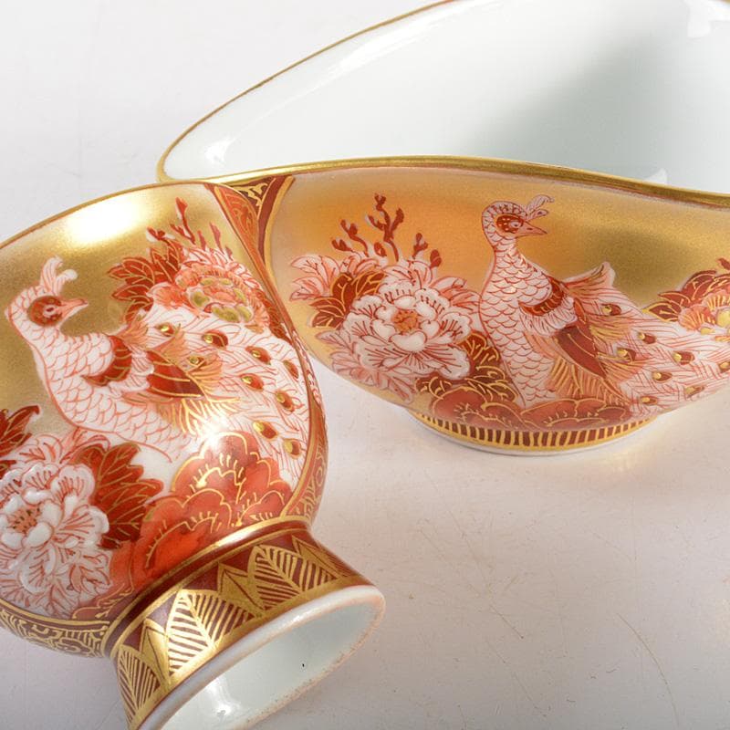 九谷焼　錦生窯　本多順一作　小茶器揃　急須　煎茶碗五客　湯冷　共箱　GR7272