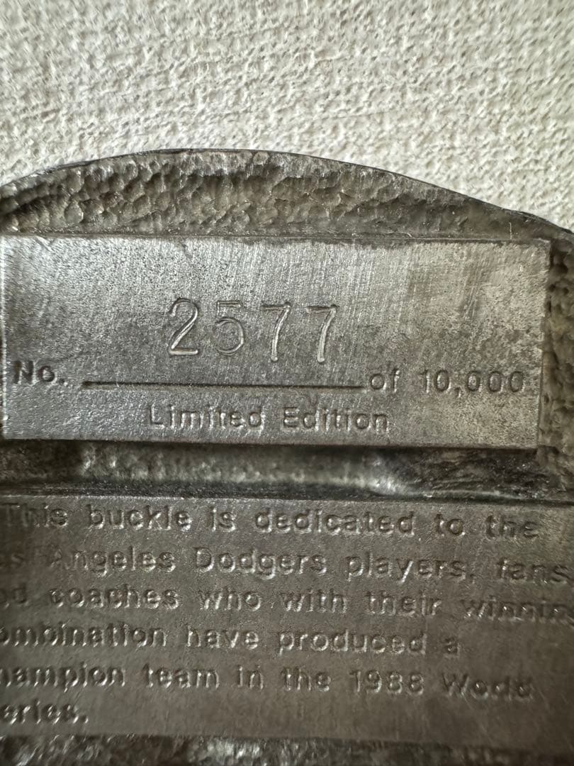 ドジャース　1988年 ワールドチャンピオン　シリアルナンバー入　ベルトバックル