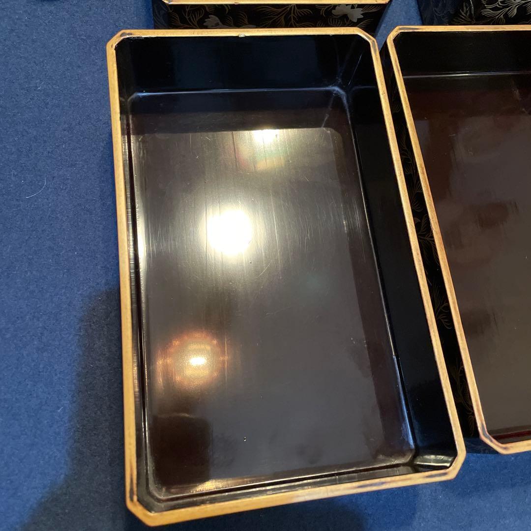 時代物「鳳凰に花唐草紋様 蒔絵」の『野弁当箱』共箱付　重箱　漆器