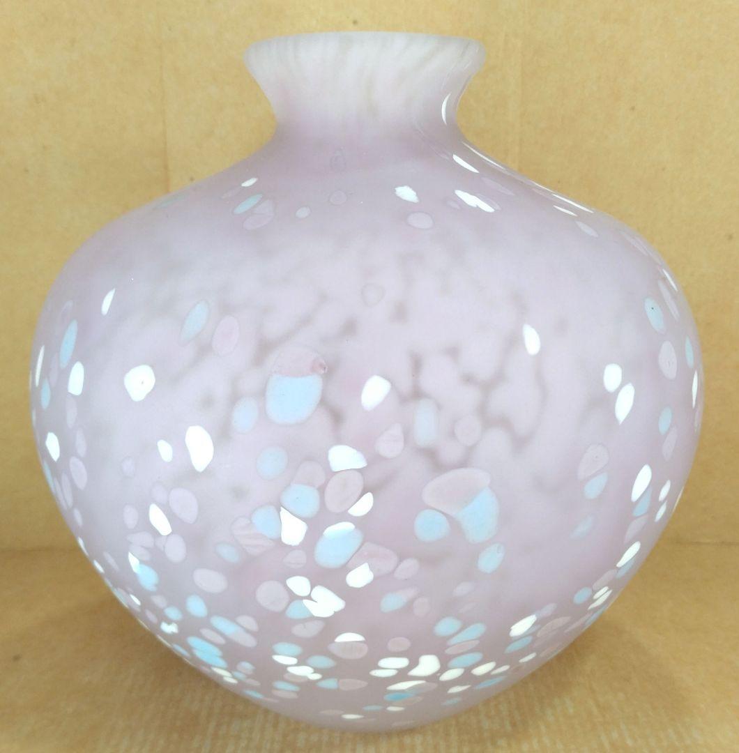 【本物保証】藤田喬平 手吹 金彩 花瓶(薄紫,水色,白,金彩) 共箱 栞 極美品