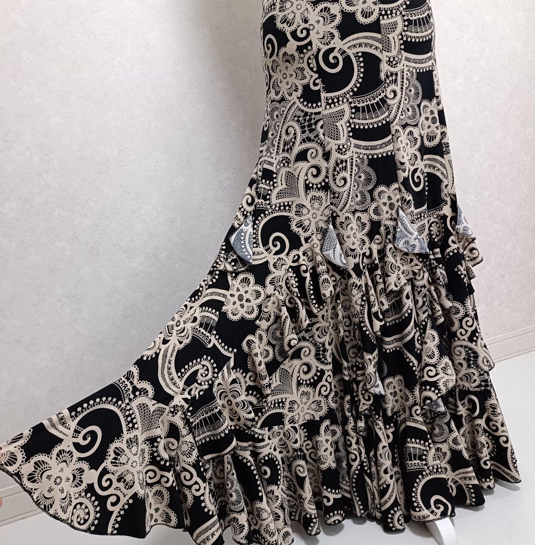 フラメンコ ファルダ 社交ダンス ロングスカート フリル マキシ丈 イチオク