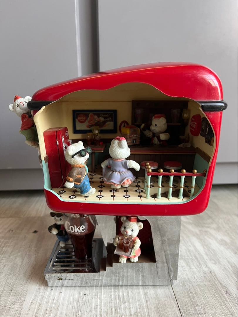 アメリカビンテージ光って動くコカコーラソーダショップミュージックボックス1991